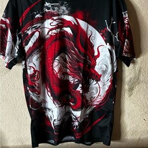 Men's Black and Red Dragon Graphic Tee